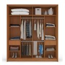 Ver imagem 3 de Guarda-roupa Casal Porto 2 Portas 2 Gavetas com Espelho Freijó/creme - Politorno