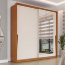 Ver imagem 1 de Guarda-roupa Casal Porto 2 Portas 2 Gavetas com Espelho Freijó/creme - Politorno