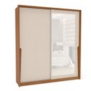 Ver imagem 2 de Guarda-roupa Casal Porto 2 Portas 2 Gavetas com Espelho Freijó/creme - Politorno