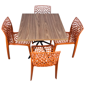 Conjunto Mesa Flex com 4 Cadeiras Gruvyer Terracota Sala Jantar Restaurante Sorveteria Cafeteria