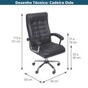 Ver imagem 4 de Cadeira Escritório Giratória Oslo Presidente com Molas Or Design em Pu Branco Base Rodízio