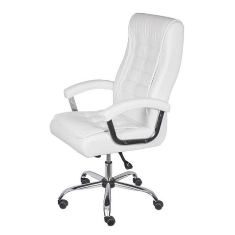Cadeira Escritório Giratória Oslo Presidente com Molas Or Design em Pu Branco Base Rodízio