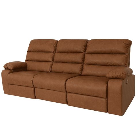 Poltrona do Papai Reclinável Cinema 3 Lugares 233cm Manila K01 Couríssimo Camel - Lyam Decor