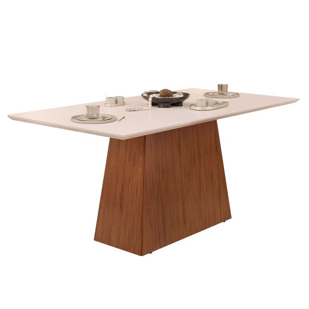 Mesa de Jantar Retangular Dulce 180x90cm Freijó Off White Dj Móveis