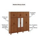 Ver imagem 4 de Guarda Roupa Casal Maleiro Madeira com Espelho 1292c Cobre 12 Portas e 2 Gavetas Castanho Finestra