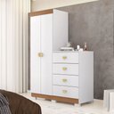 Ver imagem 1 de Cômoda Roupeiro Taywan 2 Portas 4 Gavetas Branco/camarim - Pnr Móveis