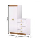Ver imagem 4 de Cômoda Roupeiro Taywan 2 Portas 4 Gavetas Branco/camarim - Pnr Móveis