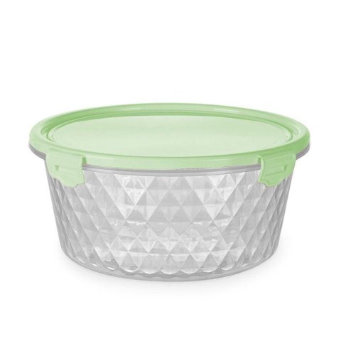 Pote Redondo Plástico Cristal para Alimentos Frutas Freezer Microondas Verde - 5un - 1,7 Litros
