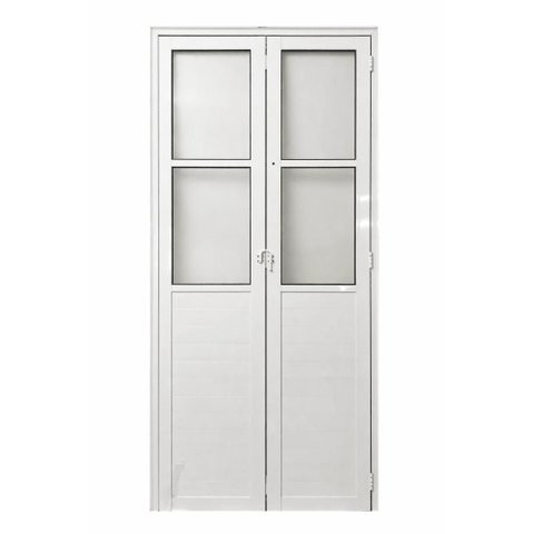 Porta de Correr Alumínio Branco Camarão Lambril com Visor Maxx - 210x100 - Esquerda