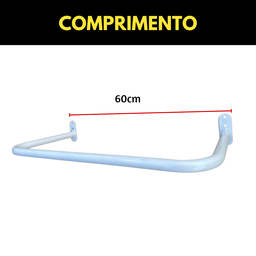 Kit 5 Araras 60cm Fixas de Parede Aço Organização de Roupas Closets Lojas Suporte Reforçado - 3