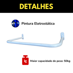 Kit 5 Araras 60cm Fixas de Parede Aço Organização de Roupas Closets Lojas Suporte Reforçado - 5