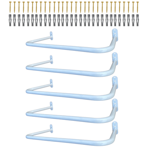 Kit 5 Araras 60cm Fixas de Parede Aço Organização de Roupas Closets Lojas Suporte Reforçado