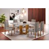 Conjunto Sala de Jantar 6 Lugares Irlanda Mesa e Cadeiras Madeira Maciça Tampo Vidro Off-white - 5