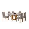 Conjunto Sala de Jantar 6 Lugares Irlanda Mesa e Cadeiras Madeira Maciça Tampo Vidro Off-white - 1