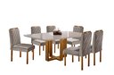 Ver imagem 1 de Conjunto Sala de Jantar 6 Lugares Irlanda Mesa e Cadeiras Madeira Maciça Tampo Vidro Off-white