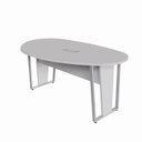 Ver imagem 2 de Mesa de Reunião Orgânica 180x105cm com Caixa de Tomadas e Pés em Metal Corporate Cinza