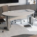 Ver imagem 6 de Mesa de Reunião Orgânica 180x105cm com Caixa de Tomadas e Pés em Metal Corporate Cinza