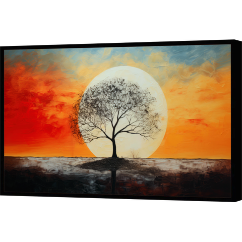 Quadro Decorativo Abstrato Canvas Moldura Premium Filete Árvore Cores Gg