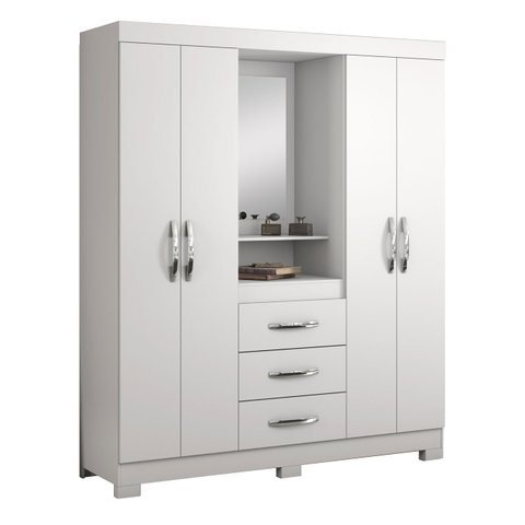 Guarda-Roupa 4 Portas Huntano Branco - MoveisAqui