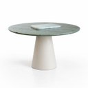 Ver imagem 1 de Mesa de Jantar Cone Redonda 140 Cm Tampo Mármore Verde da Vinci e Base Off White