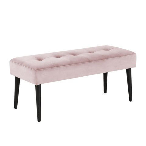 Banco Estofado Theo 1,60m Suede Rosa Bebe - Inova Decor Inova Decorações