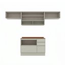Ver imagem 3 de Cozinha Completa Fineze 4 Portas 4 Gavetas com Vidro e Tampo 100% MDF Areia Hp/Cinamomo - Henn