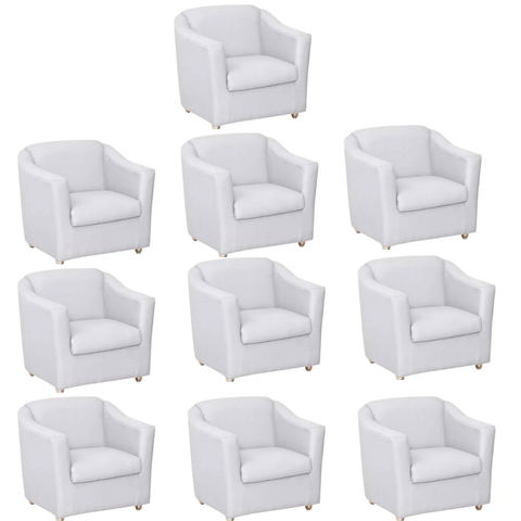 Kit 10 Poltronas Decorativa Reforçada Recepção Clinica Salão Courino Branco