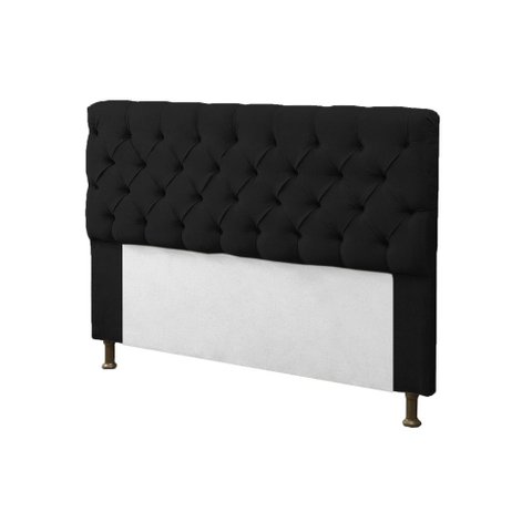 Cabeceira para Cama Box Solteiro 90cm Mirage c/ Capitonê Suede Preto - LM DECOR