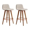 Ver imagem 1 de Kit 2 Banquetas Linea Baixa Luxo Aço Cobre Assento Linho Cozinha Ilha Design Moderno - Cobre/Palha