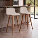 Ver imagem 2 de Kit 2 Banquetas Linea Baixa Luxo Aço Cobre Assento Linho Cozinha Ilha Design Moderno - Cobre/Palha