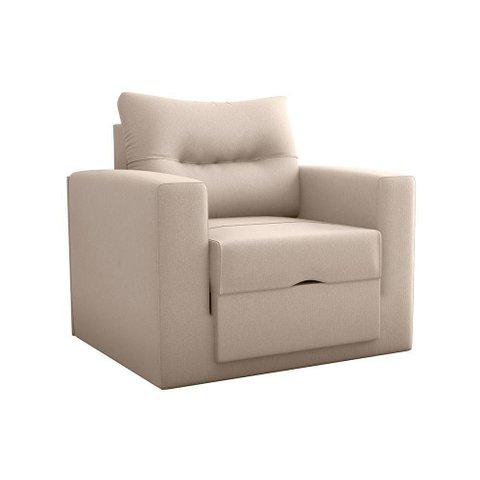 Poltrona Cama 1 Lugar Mx48 Marissol Suede Bege Reclinável com Estrutura Madeira Loja Sheep