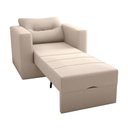 Ver imagem 3 de Poltrona Cama 1 Lugar Mx48 Marissol Suede Bege Reclinável com Estrutura Madeira Loja Sheep
