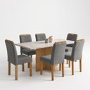 Ver imagem 2 de Conjunto de Mesa de Jantar 6 Lugares 160x80cm Carol Off White e Cinza