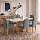 Ver imagem 1 de Conjunto de Mesa de Jantar 6 Lugares 160x80cm Carol Off White e Cinza