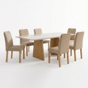 Ver imagem 2 de Conjunto Sala de Jantar 6 Lugares Retangular Tampo Vidro MDF 160x80cm Mesa e Cadeiras Lyra