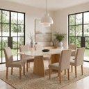 Ver imagem 1 de Conjunto Sala de Jantar 6 Lugares Retangular Tampo Vidro MDF 160x80cm Mesa e Cadeiras Lyra