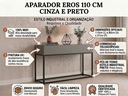 Ver imagem 3 de Aparador Eros 110cm Cinza Buffet 02 Gavetas Industrial Linha Alta Moderno Pés Preto