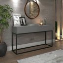 Ver imagem 1 de Aparador Eros 110cm Cinza Buffet 02 Gavetas Industrial Linha Alta Moderno Pés Preto