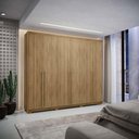 Ver imagem 1 de Guarda-roupa Dubai Majestic 6 Portas 3 Gavetas com Maleiro Interno Nature 100% Mdf - Vila Rica