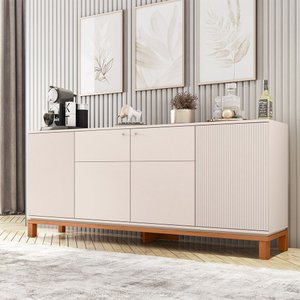 Aparador Buffet Sala de Estar 4 Portas 180cm Visari Off White/freijó C01 - D'rossi