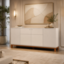 Ver imagem 5 de Aparador Buffet Sala de Estar Cozinha 4 Portas 180cm Visari Off White/Freijó C01 - D’Rossi