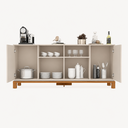 Ver imagem 3 de Aparador Buffet Sala de Estar Cozinha 4 Portas 180cm Visari Off White/Freijó C01 - D’Rossi
