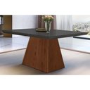 Ver imagem 1 de Mesa para Cozinha Luna C/tampo Madeirado Vidro Canto Curvo 120x80cm Grafite/imbuia Ripado 3d - Vidro