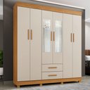 Ver imagem 2 de Guarda Roupa New Copacabana 6 Portas 2 Gavetas 7 Prateleiras com Espelho - Benetil
