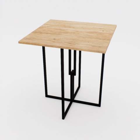 Mesa Industrial 70cm Preta Tampo Madeira Pinus