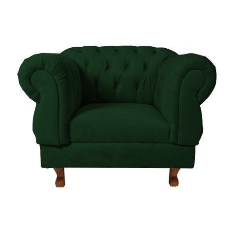 Poltrona Chesterfield Capitonê Elisabeth Suede Verde Musgo Decoração, Recepção, Salas de Tv e Estar