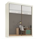 Ver imagem 2 de Guarda Roupa Zurique 2 Portas Espelhadas 100% Mdf Off White - Móveis Europa