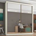 Ver imagem 1 de Guarda Roupa Zurique 2 Portas Espelhadas 100% Mdf Off White - Móveis Europa