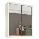 Ver imagem 2 de Guarda Roupa Zurique 2 Portas Espelhadas 100% Mdf Off White - Móveis Europa