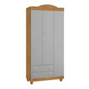 Ver imagem 2 de Roupeiro Lara Mdf 3 Portas Elegante Resistente Design Clean:nature/cinza